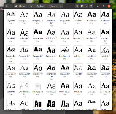 Fonts display